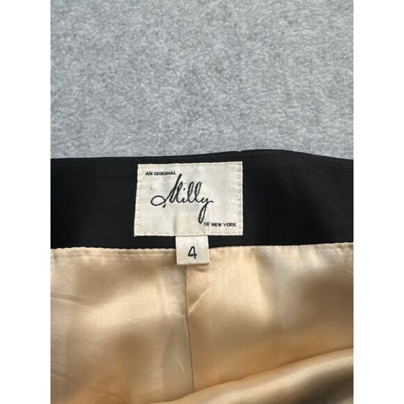 Vintage Milly New York Silk Rouched Black and Cream Skirt -Size 4 - Picture 3 of 6
